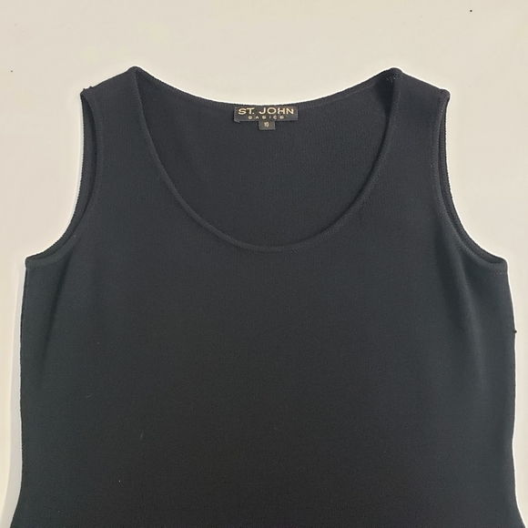 St John Basics Black Santana Knit Sleeveless Sheath Dress Size 10 - Picture 5 of 12